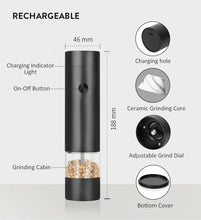 Afbeelding in Gallery-weergave laden, Rechargeable Electric Salt and Pepper Grinder