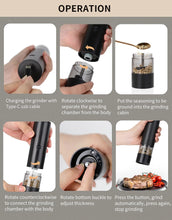 Afbeelding in Gallery-weergave laden, Rechargeable Electric Salt and Pepper Grinder