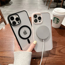 Load image into Gallery viewer, Transparent Wireless Charging Iphone Case ( DARK BLUE )