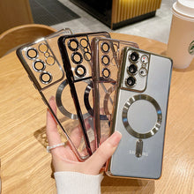 Load image into Gallery viewer, Transparent Wireless Charging Samsung Case (ROSE GOLD)