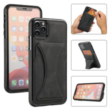 Load image into Gallery viewer, Leather Card Holder Case For Iphone (BLACK)