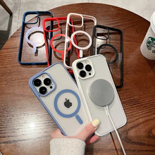 Load image into Gallery viewer, Transparent Wireless Charging Iphone Case ( DARK BLUE )