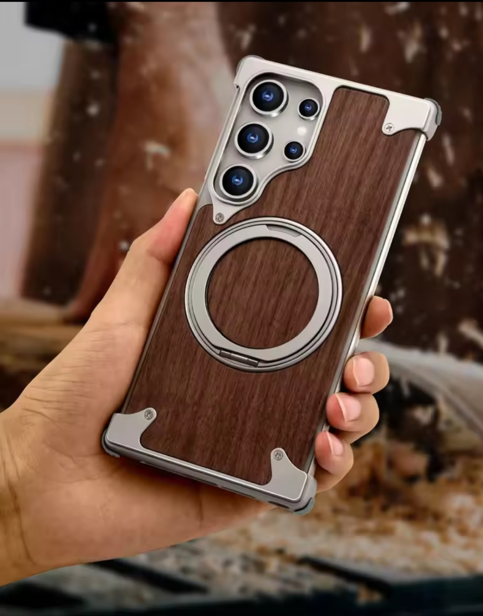 Metal Wood Samsung Case
