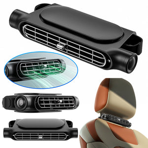 TurboCool™ Dual Airflow Car Fan – Portable Headrest-Mounted Circulator