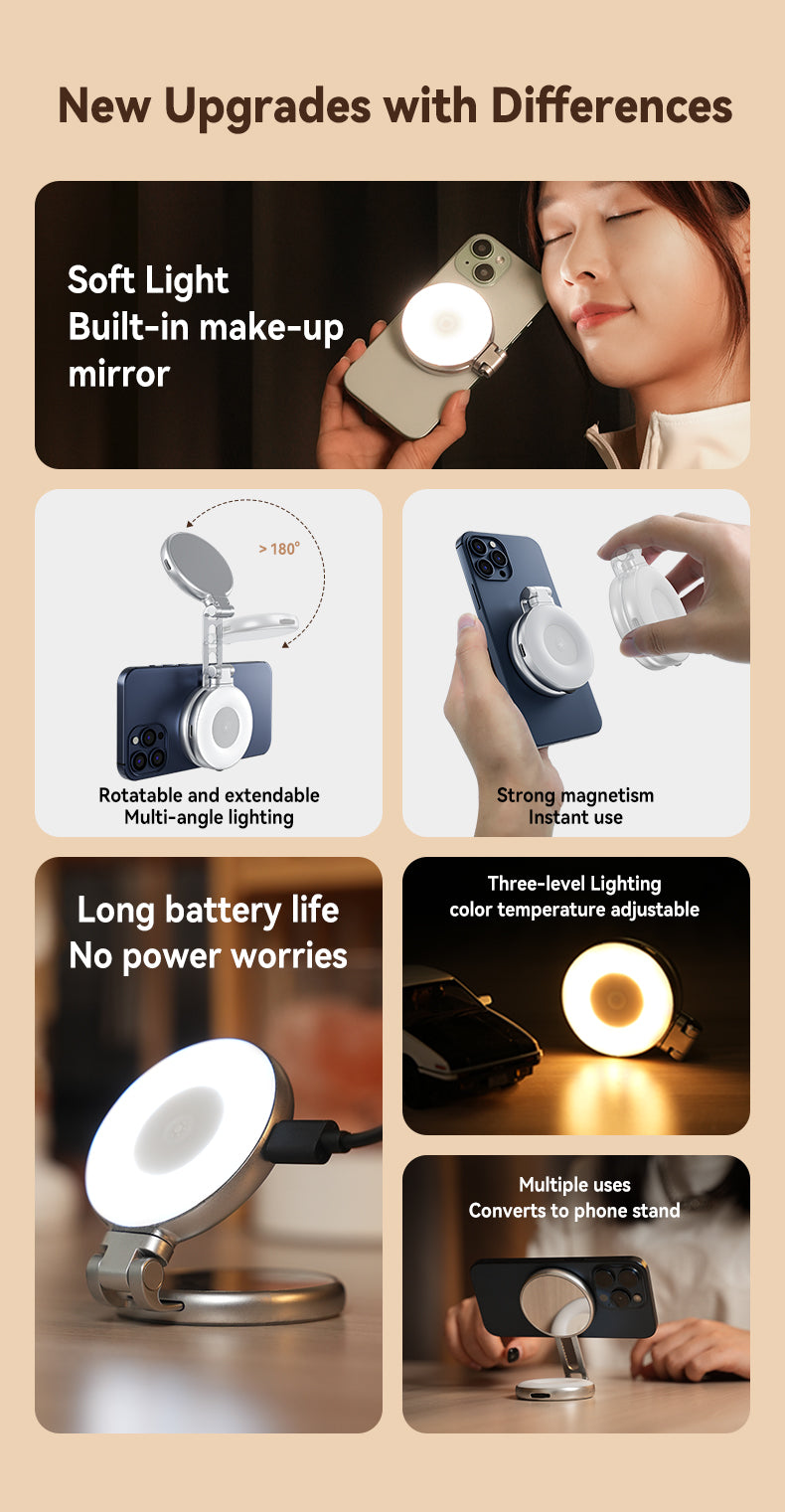 Magnetic Selfie Light With Mirror