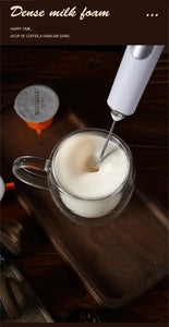Electric Milk Frother – Handheld USB Rechargeable Foam Maker with 2 Whisks & 3 Speeds (Black/White)