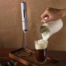 Load image into Gallery viewer, Electric Milk Frother – Handheld USB Rechargeable Foam Maker with 2 Whisks &amp; 3 Speeds (Black/White)
