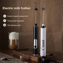 Load image into Gallery viewer, Electric Milk Frother – Handheld USB Rechargeable Foam Maker with 2 Whisks &amp; 3 Speeds (Black/White)
