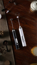 Load image into Gallery viewer, Electric Milk Frother – Handheld USB Rechargeable Foam Maker with 2 Whisks &amp; 3 Speeds (Black/White)
