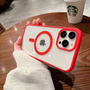 Transparent Wireless Charging Iphone Case ( RED )