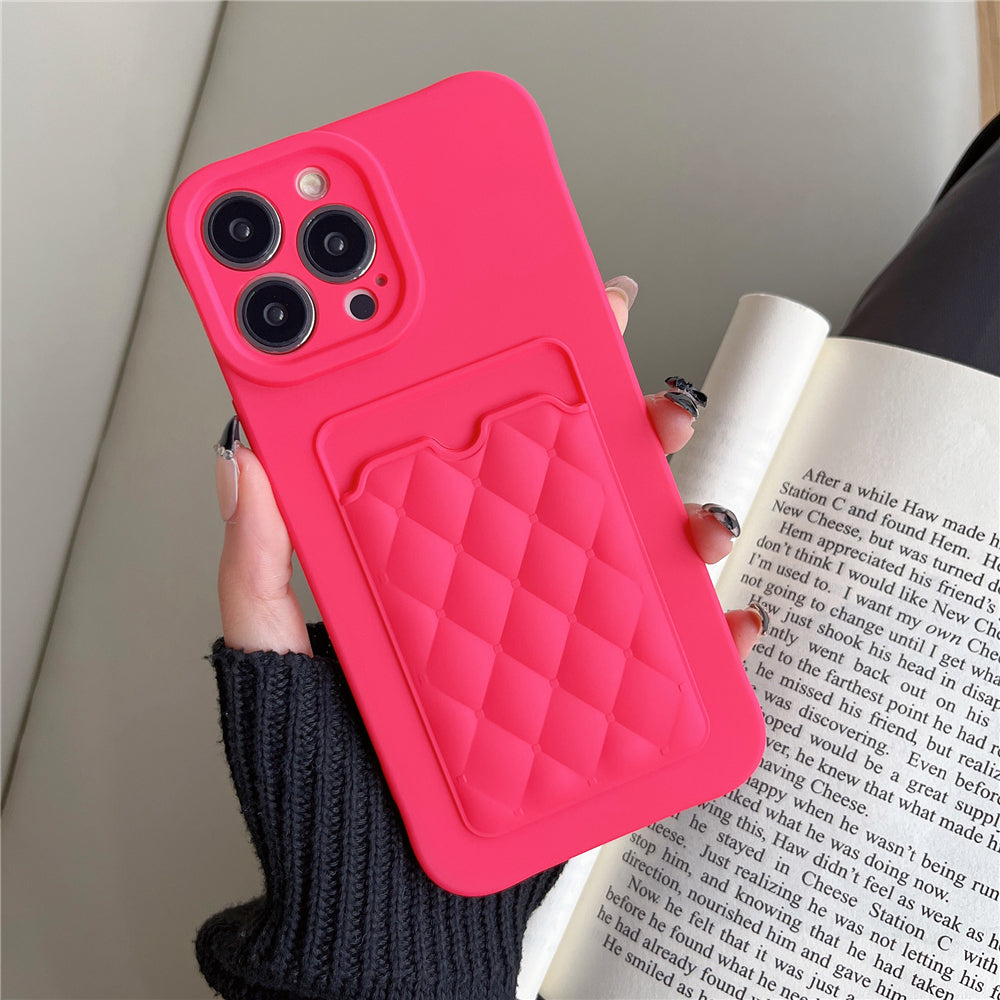Silicone Wallet Case For Iphone (FLOURESCENT RED)