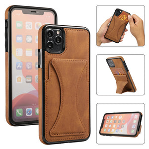 Leather Card Holder Case For Iphone (DARK BROWN)
