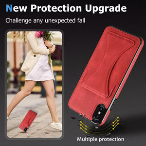 Leather Card Holder Case For Iphone (BLUE)
