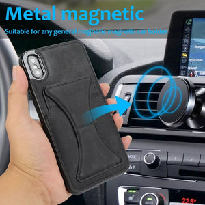 Leather Card Holder Case For Iphone (BLUE)