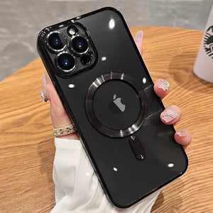Transparent Wireless Charging Iphone Case ( BLACK )