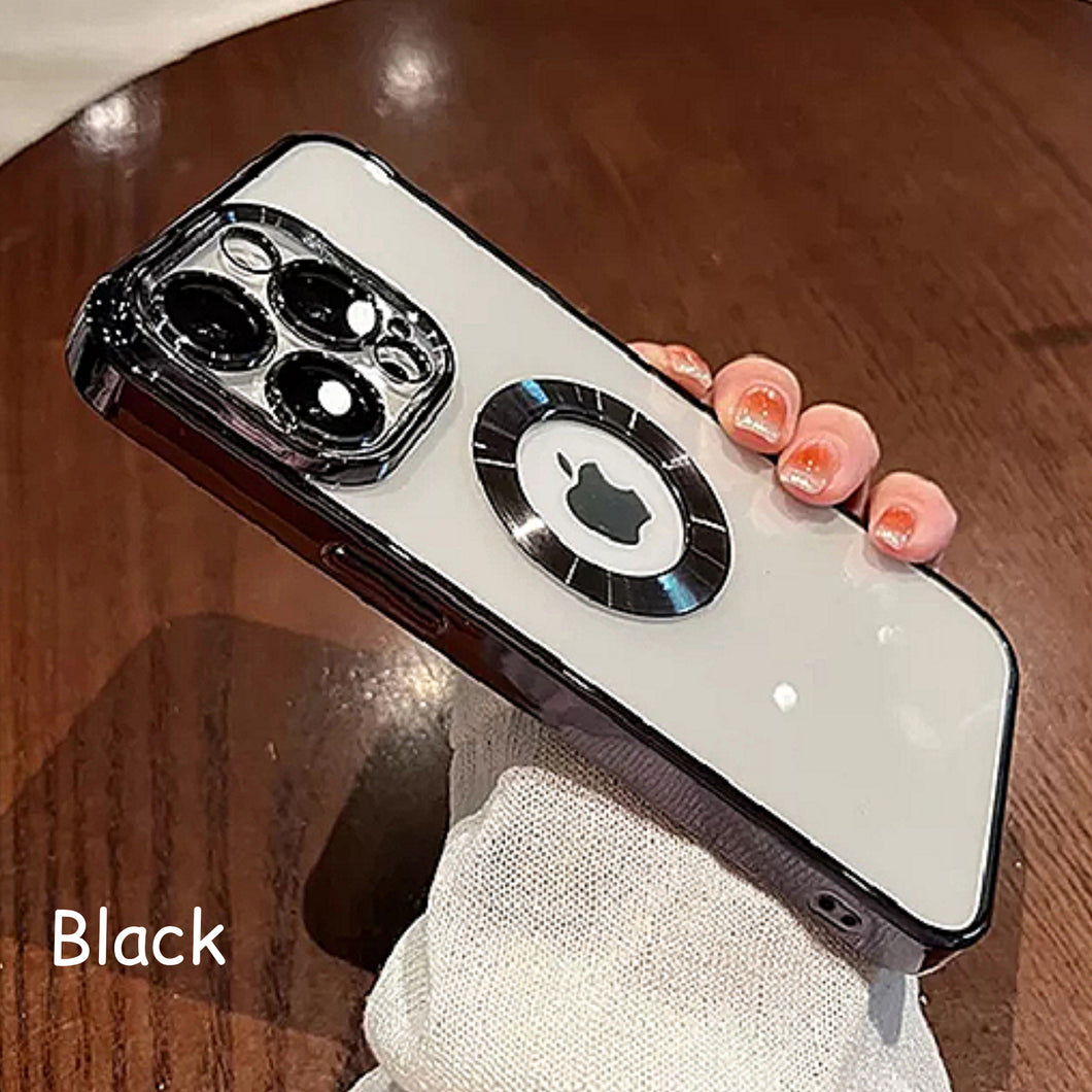 Transparent Wireless Charging Iphone Case ( BLACK )