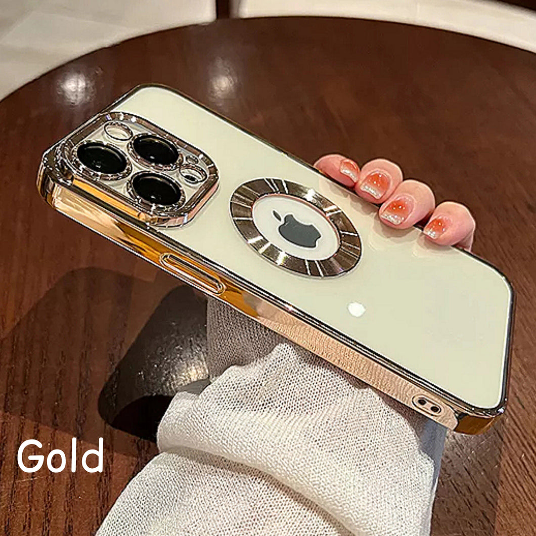 Transparent Wireless Charging Iphone Case ( GOLD )
