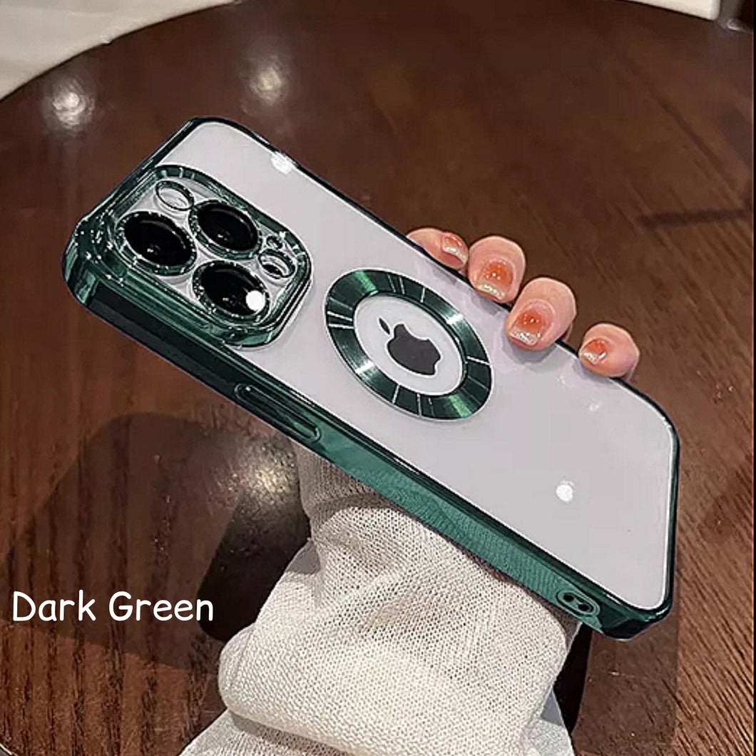 Transparent Wireless Charging Iphone Case ( DARK GREEN )