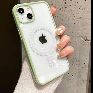 Transparent Wireless Charging Iphone Case (MATCHA GREEN)