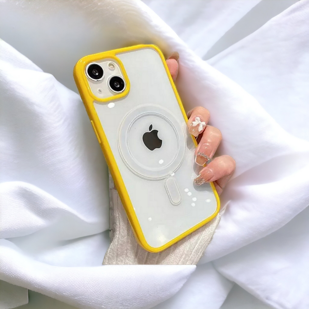 Transparent Wireless Charging Iphone Case ( YELLOW )