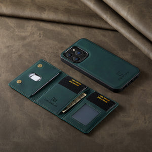 Magnetic Wallet Case For Iphone (GREEN)
